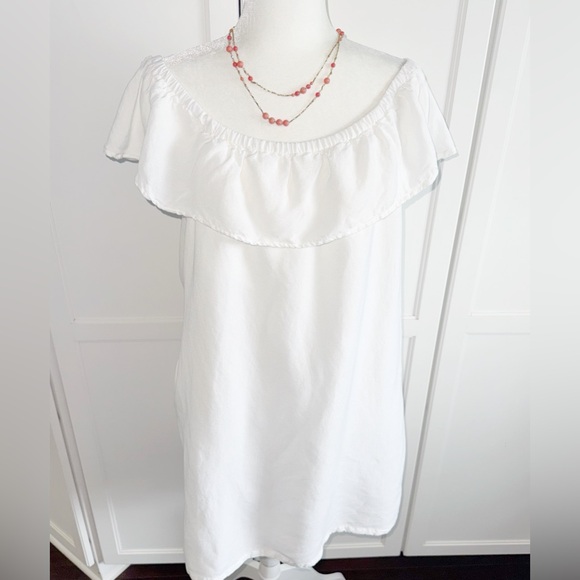 Tommy Bahama St. Lucia Off Shoulder Dress Linen White Sz XL Beachy Coastal - Picture 2 of 16
